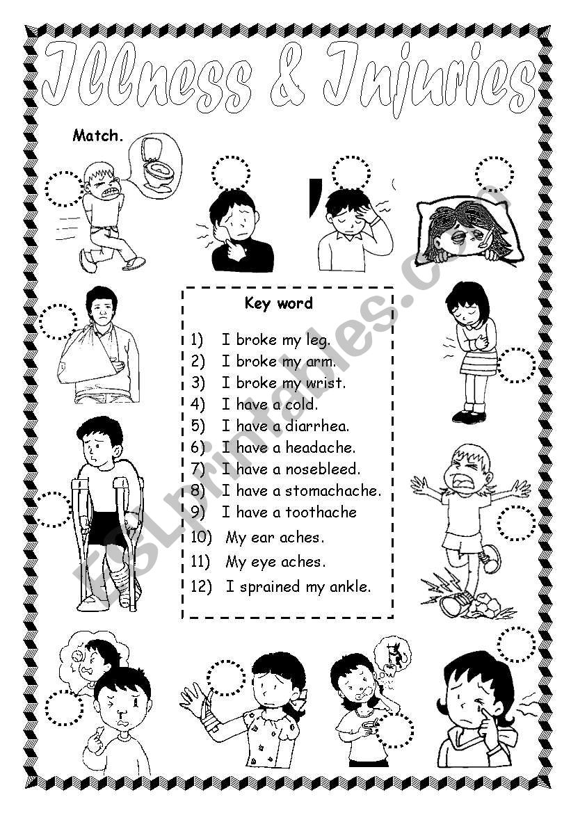 Illness & injuries worksheet