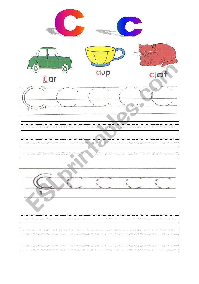 Writing the alphabet ( Cc ) worksheet