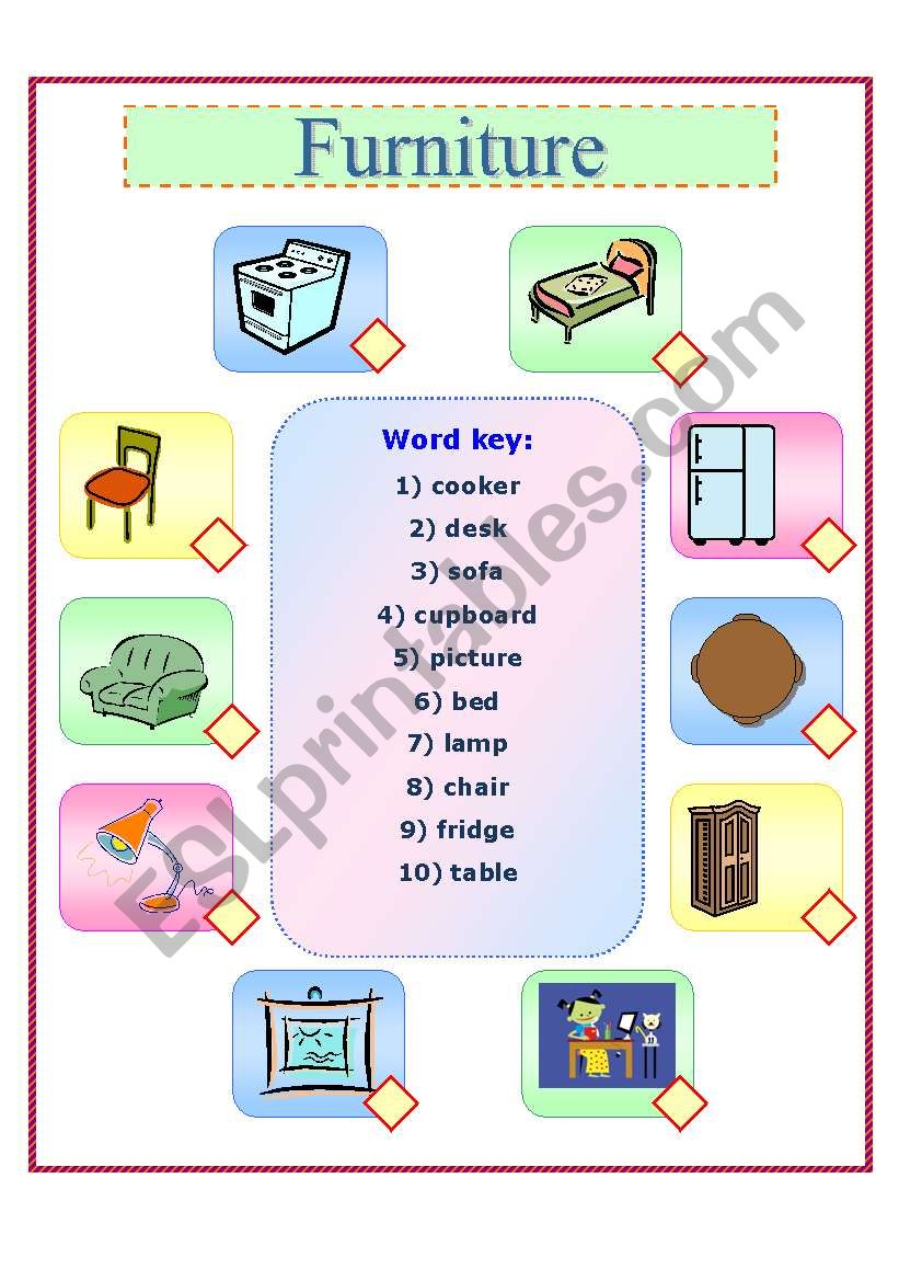 Furniture matching worksheet