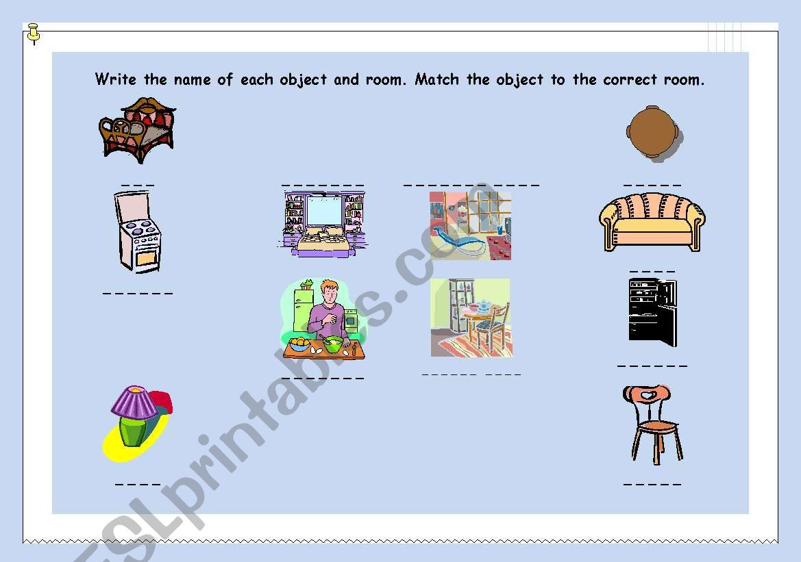 Rooms and Furniture worksheet