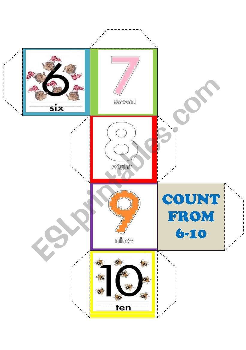 dice-numbers from 6-10 worksheet