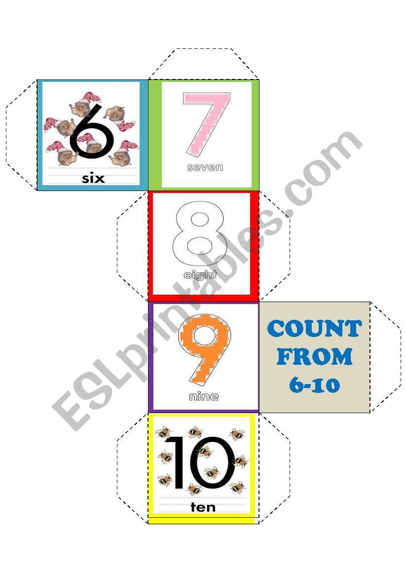 dice-numbers from 6-10 worksheet