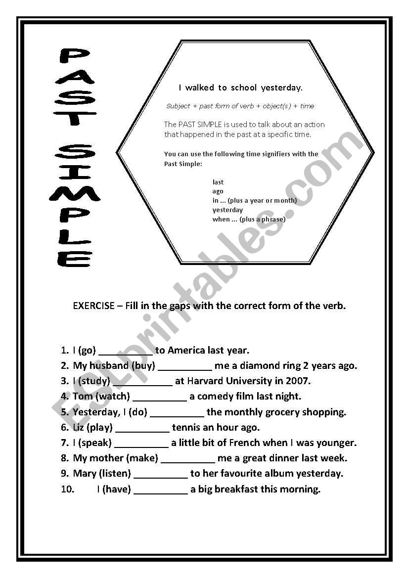 PAST SIMPLE worksheet