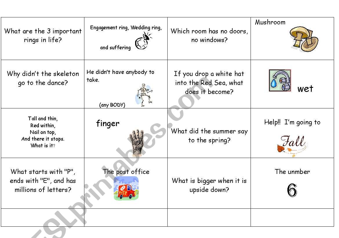 RIDDLES worksheet