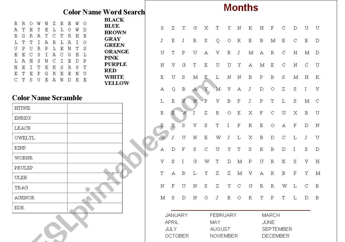 about colours worksheet