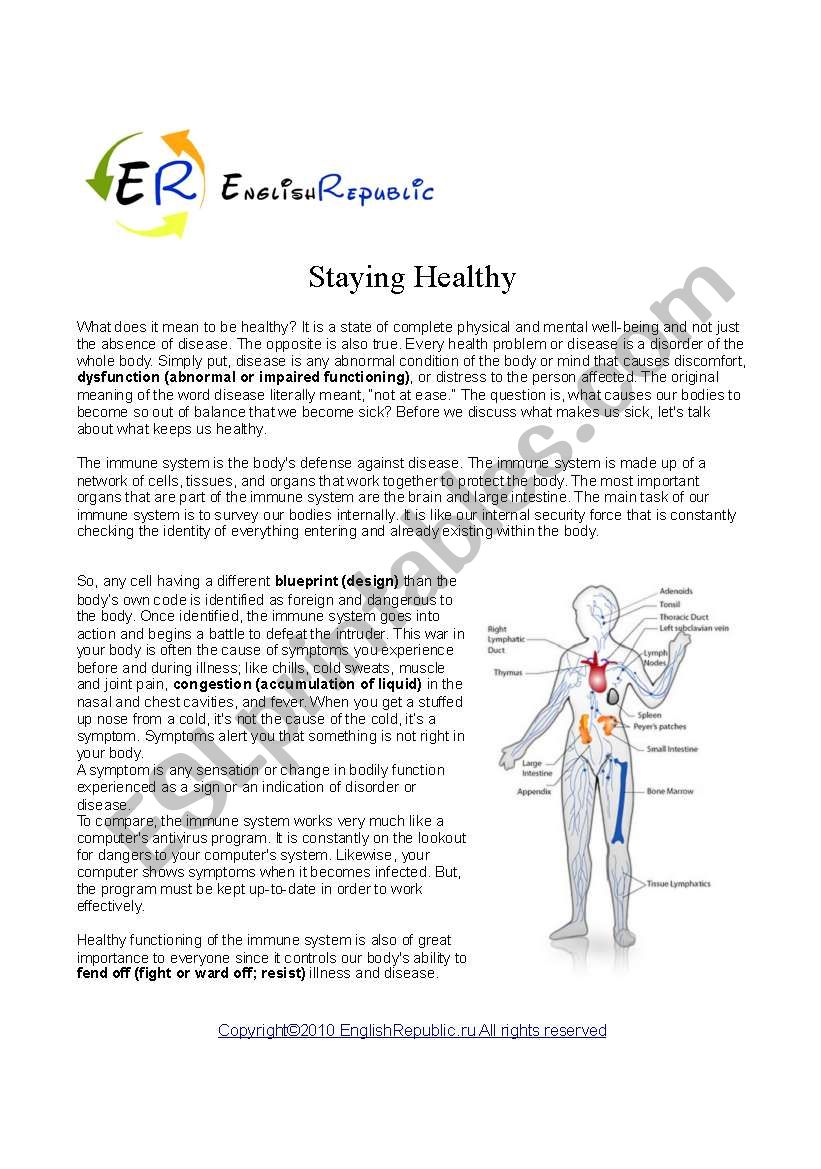 Staying Healthy (English Topic for discussion)