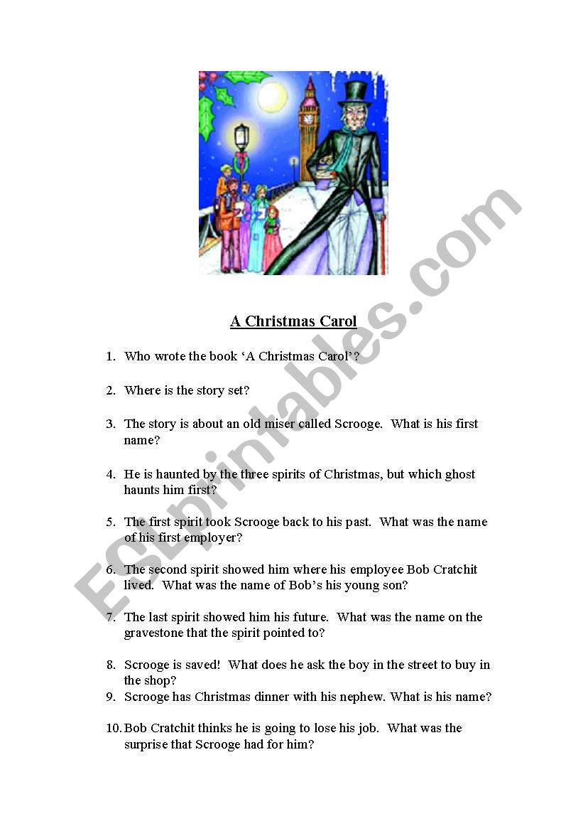 A Christmas Carol worksheet