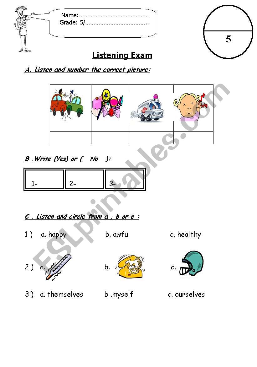 listenig test worksheet