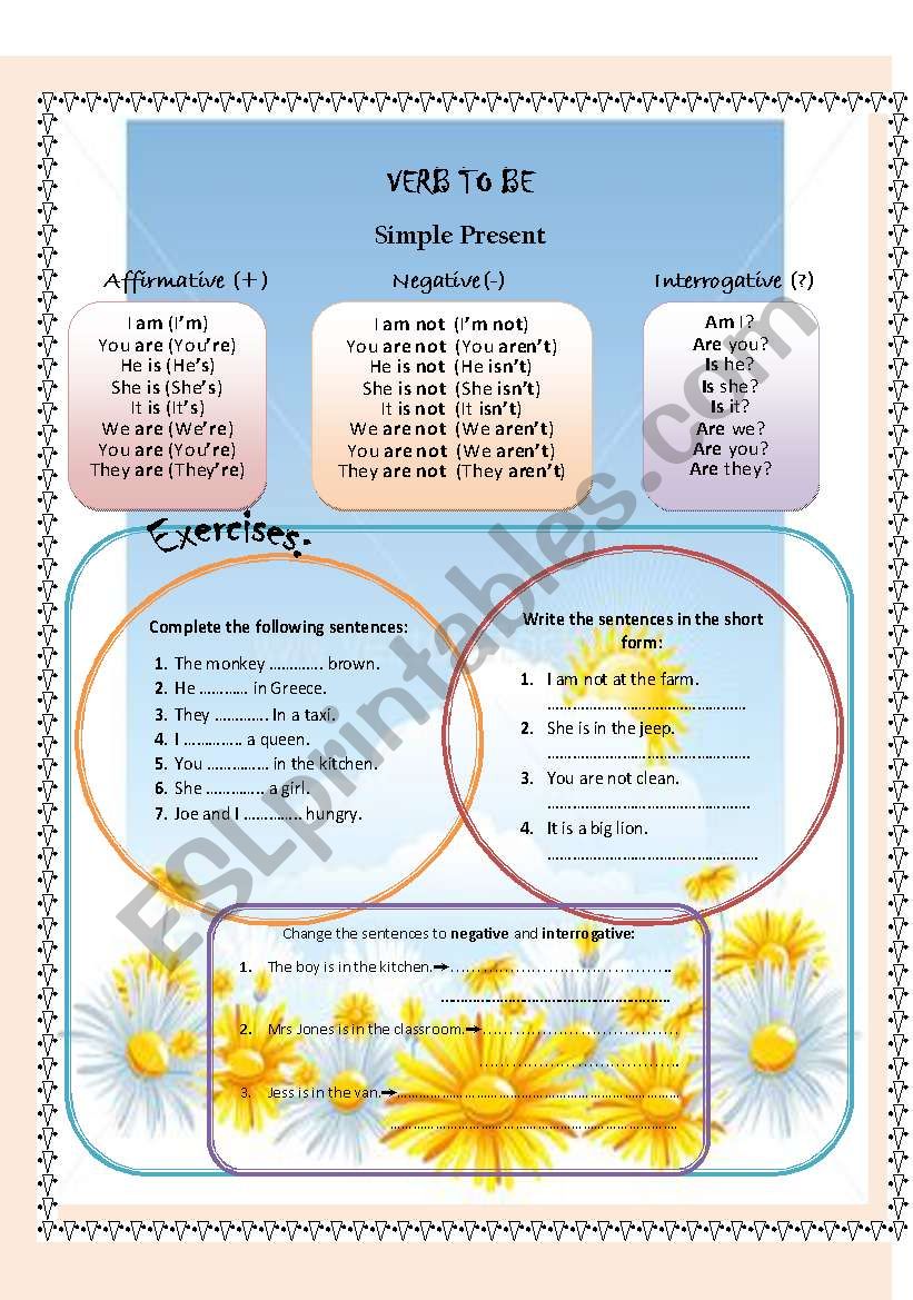 Verb to be worksheet