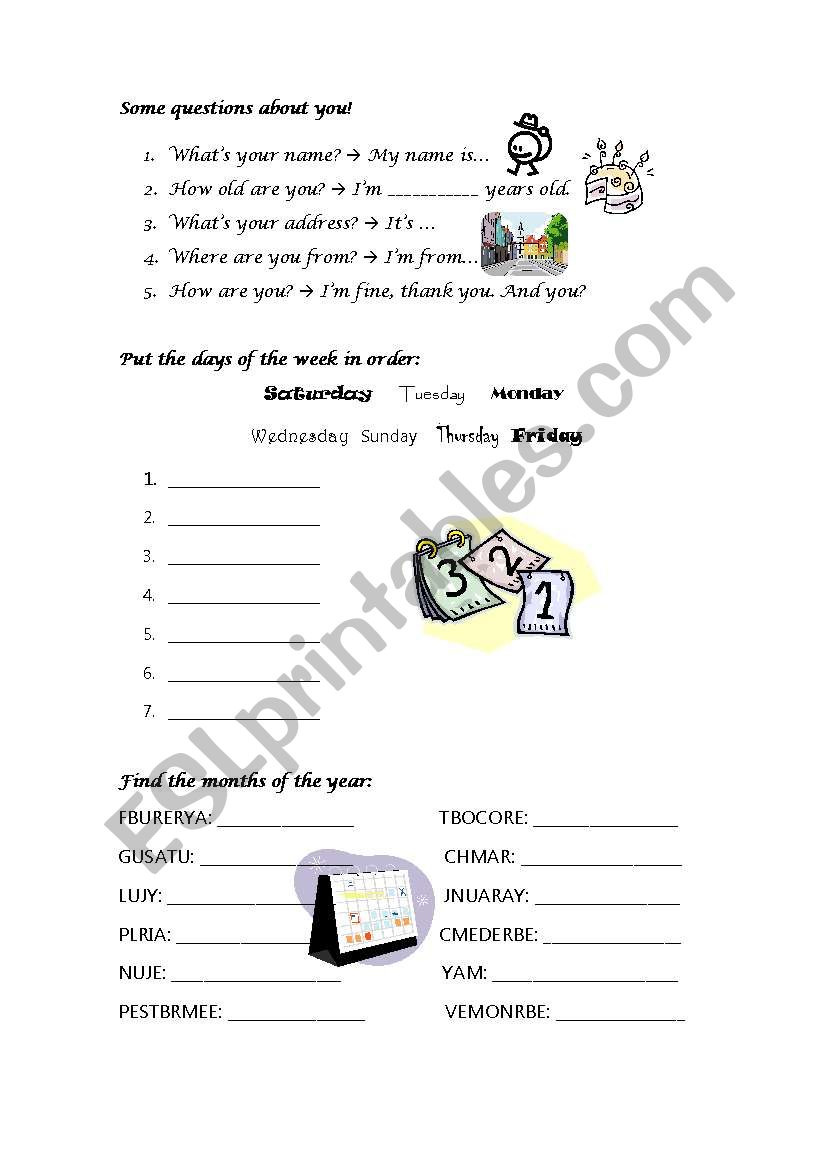 Some questions about you! worksheet
