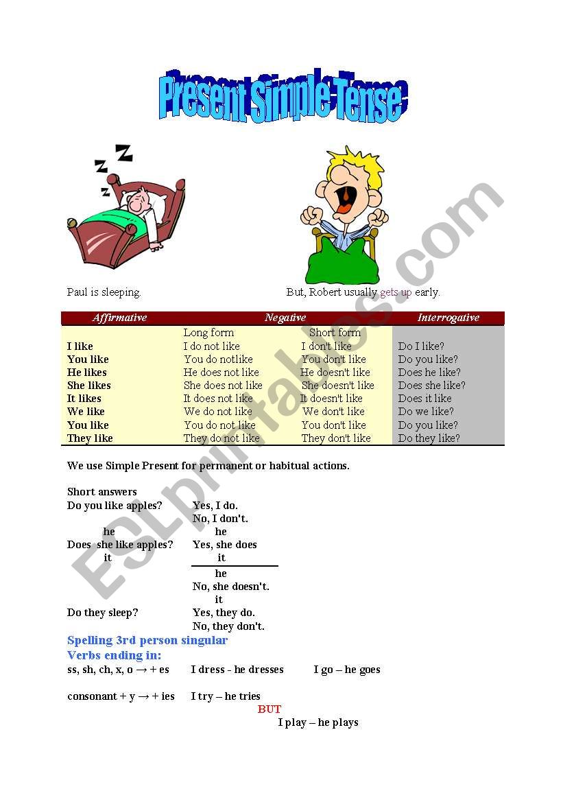 Present Simple Tense worksheet