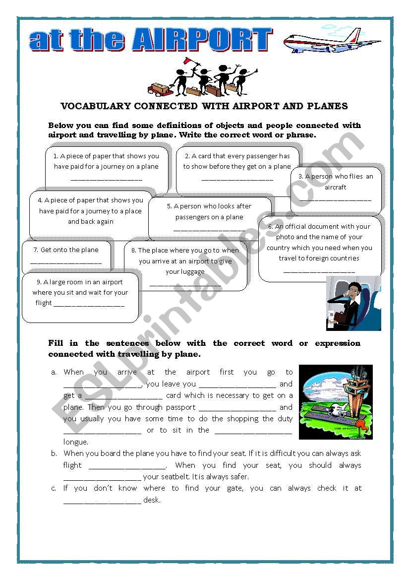 At the airport worksheet