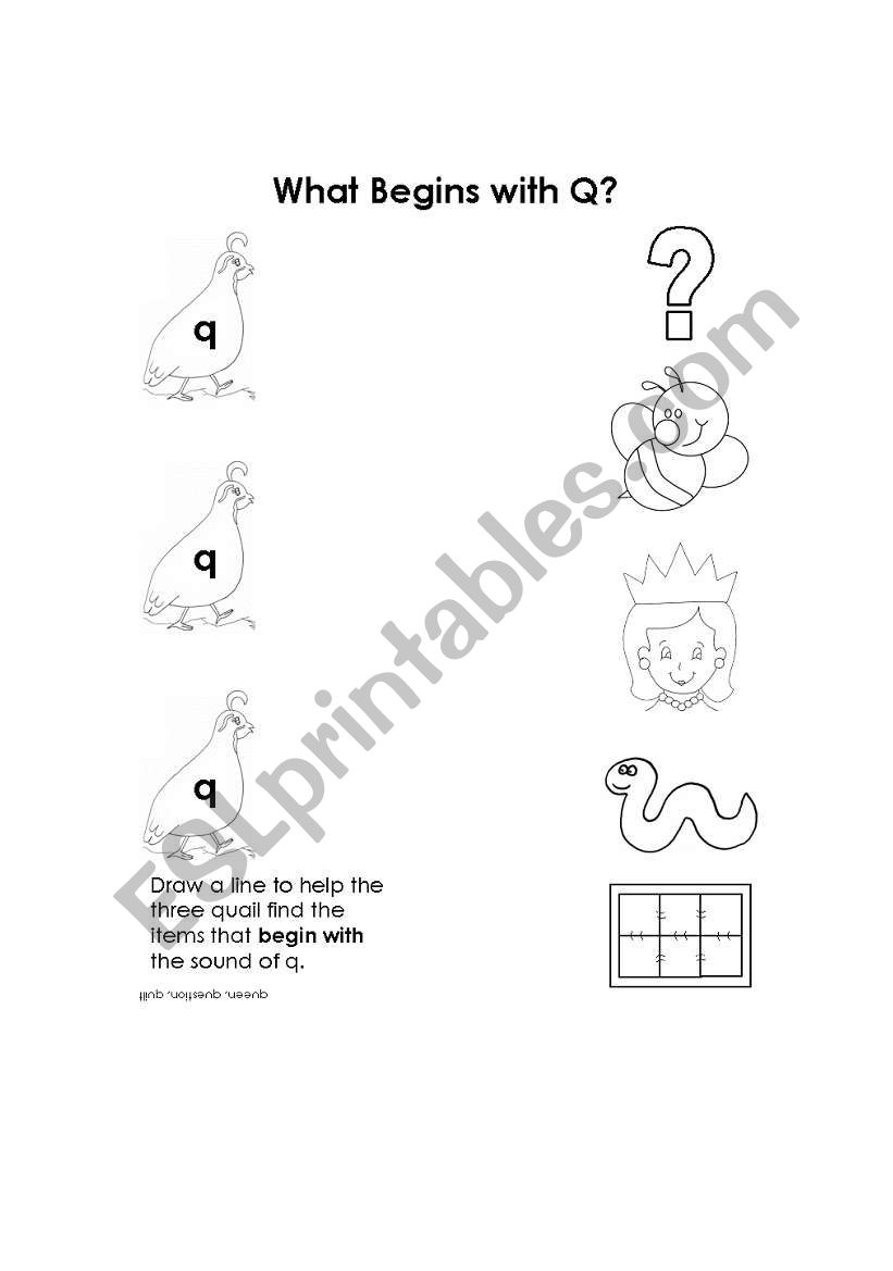 Q Words worksheet