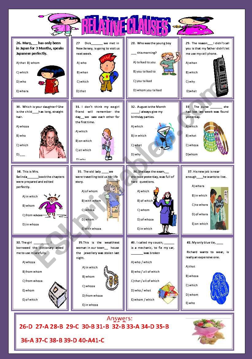 Relative Clauses 2 worksheet