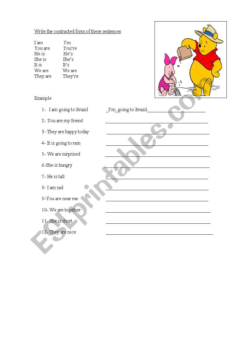 Contractions worksheet