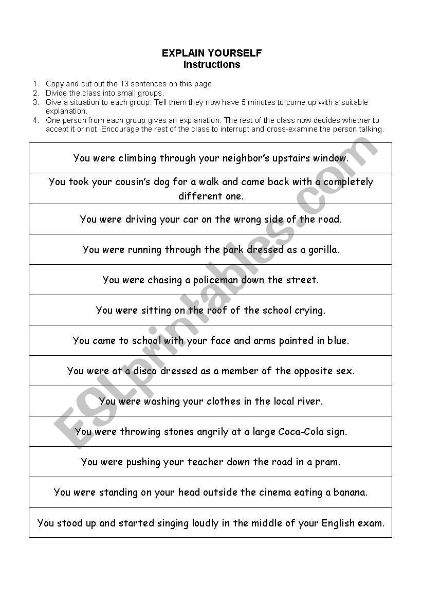 Past Continuous - Speaking activity