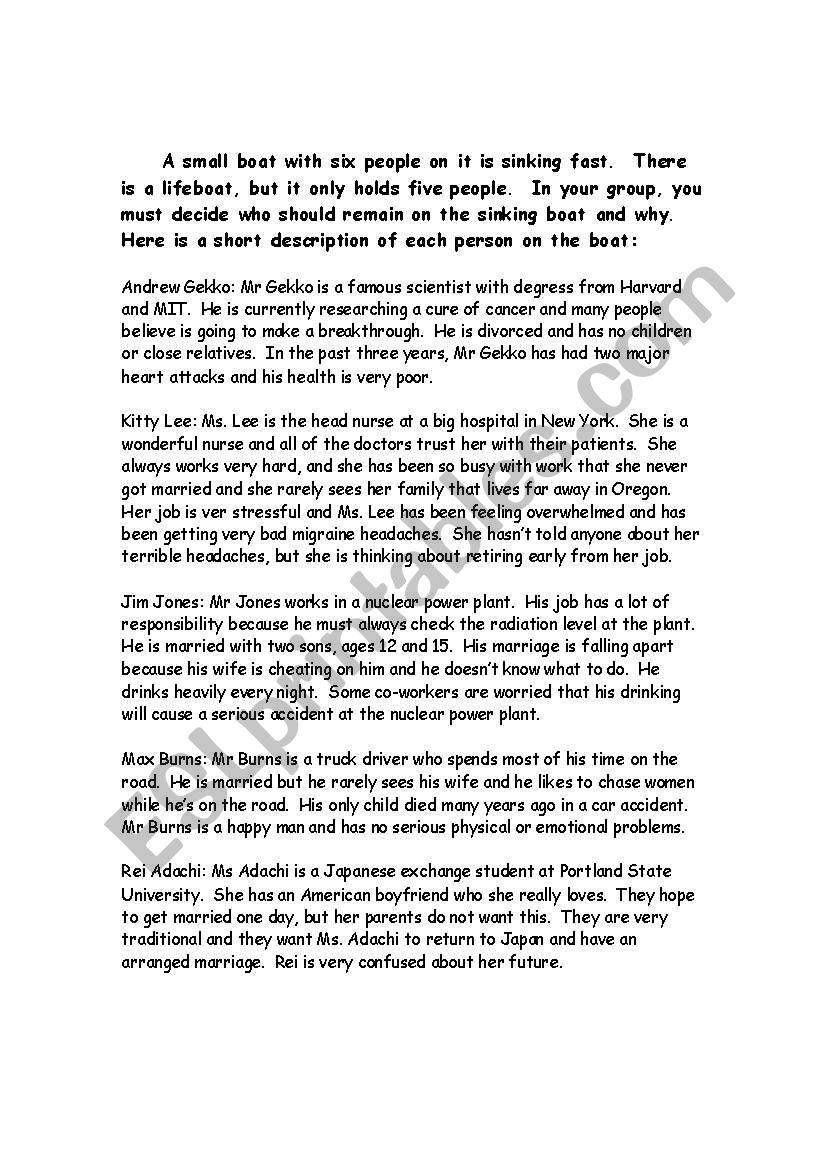 Decision Making worksheet