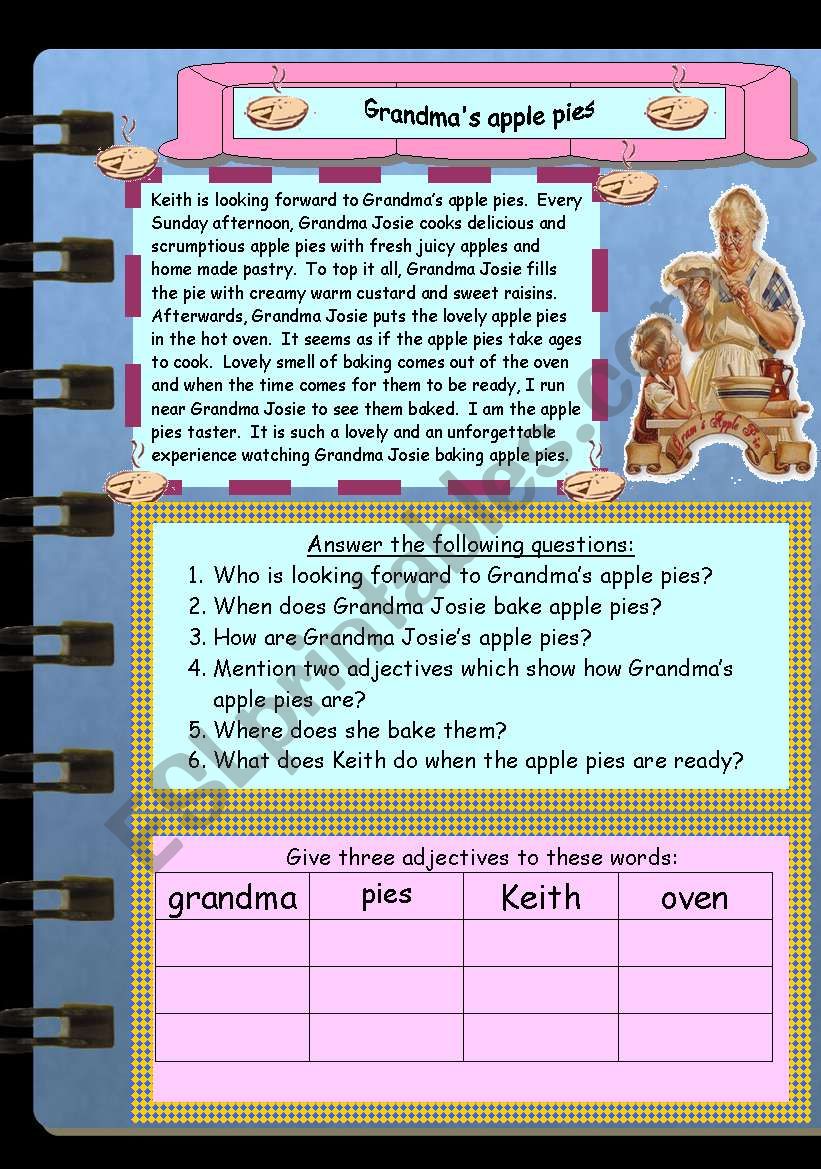 Grandmas apple pies worksheet