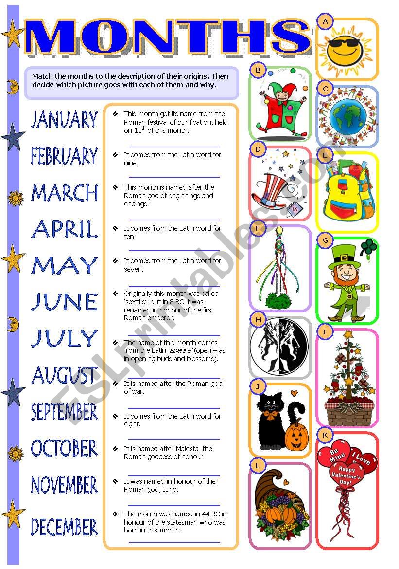 Months worksheet