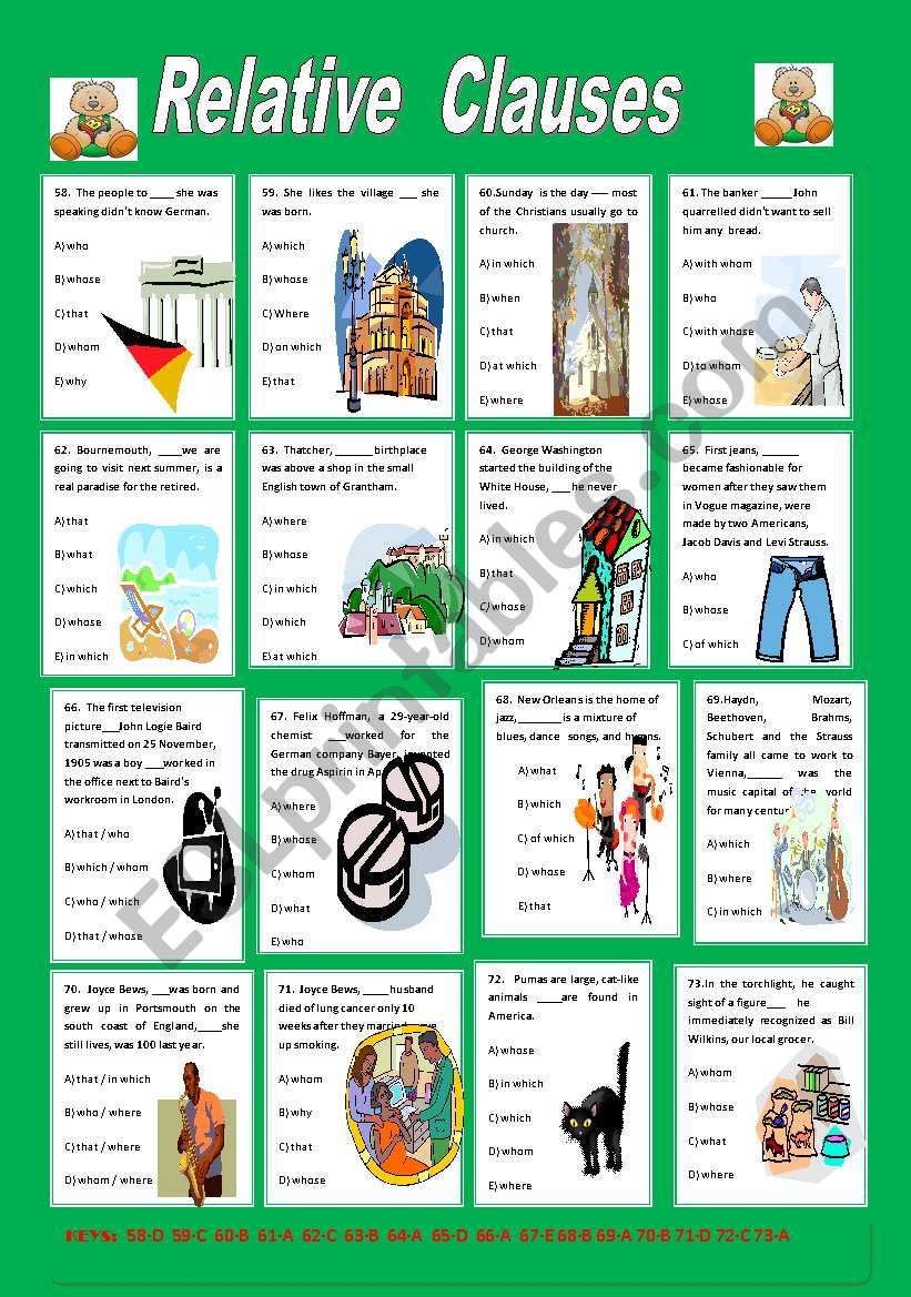 Relative Clauses 4 worksheet