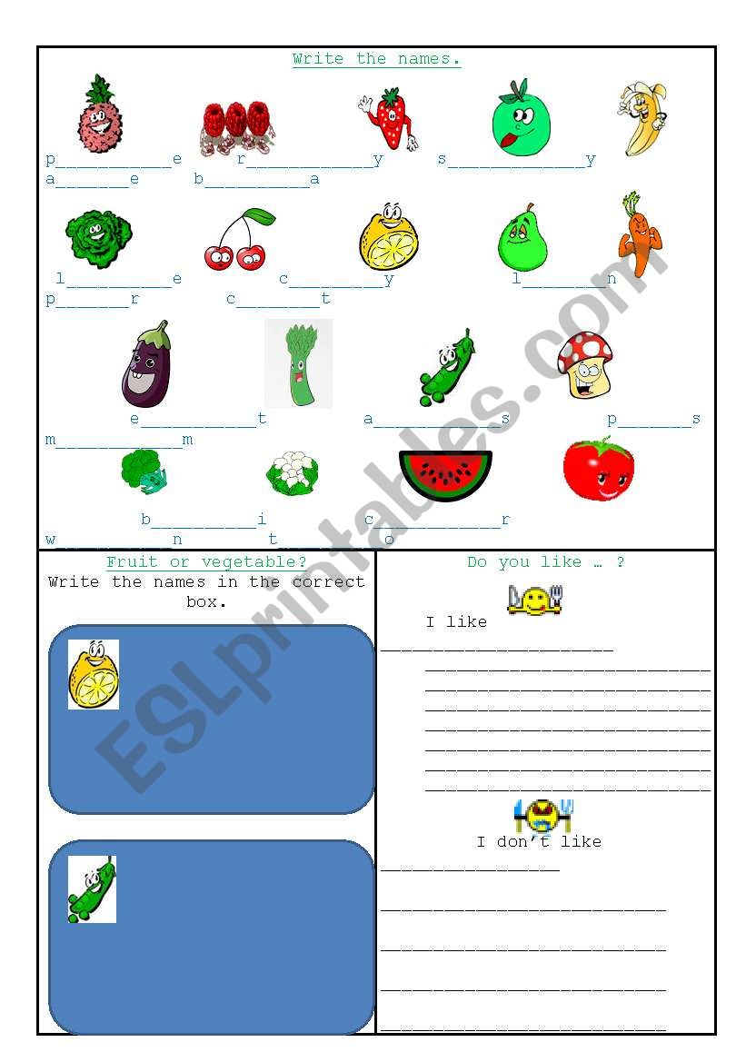 Fruit and Vegetables worksheet
