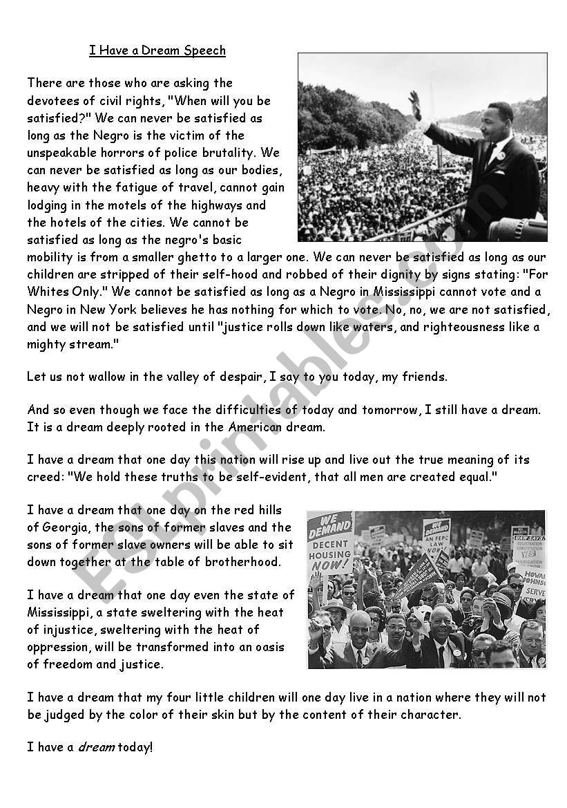 Martin Luther King Â´I have a dreamÂ´ extract