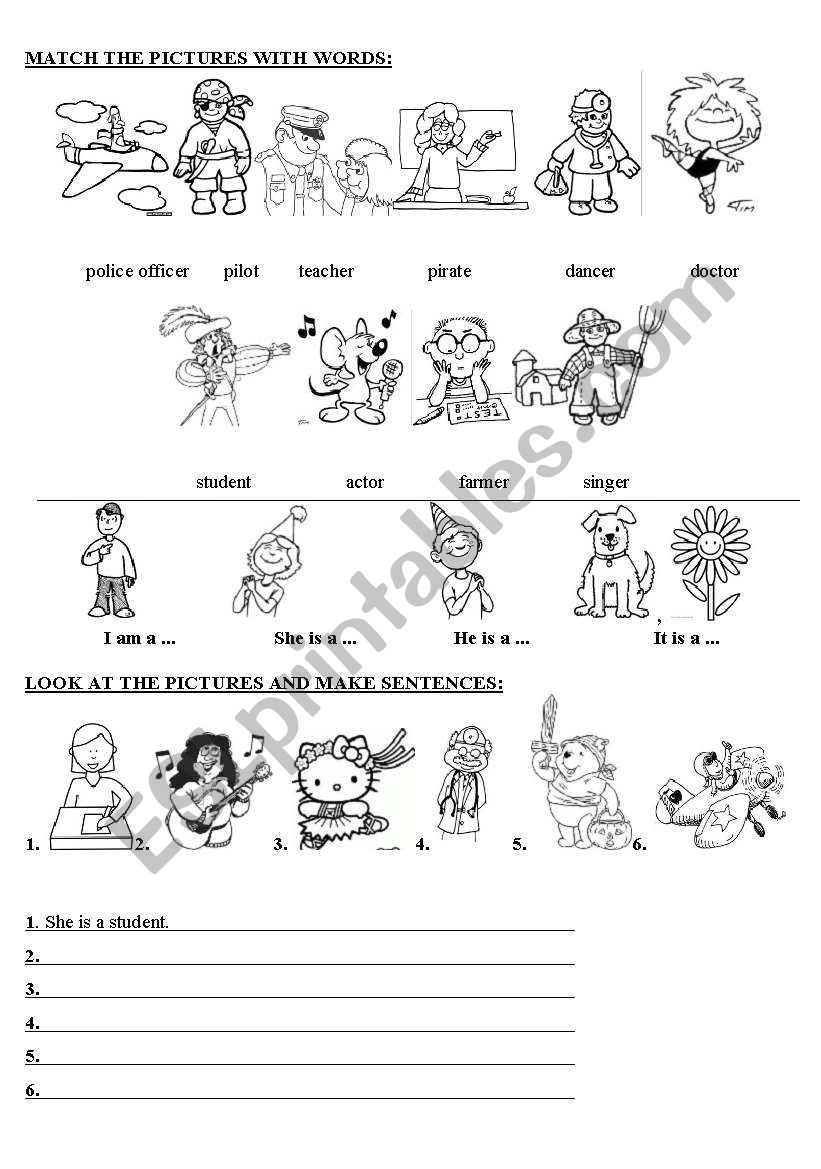 Professions worksheet