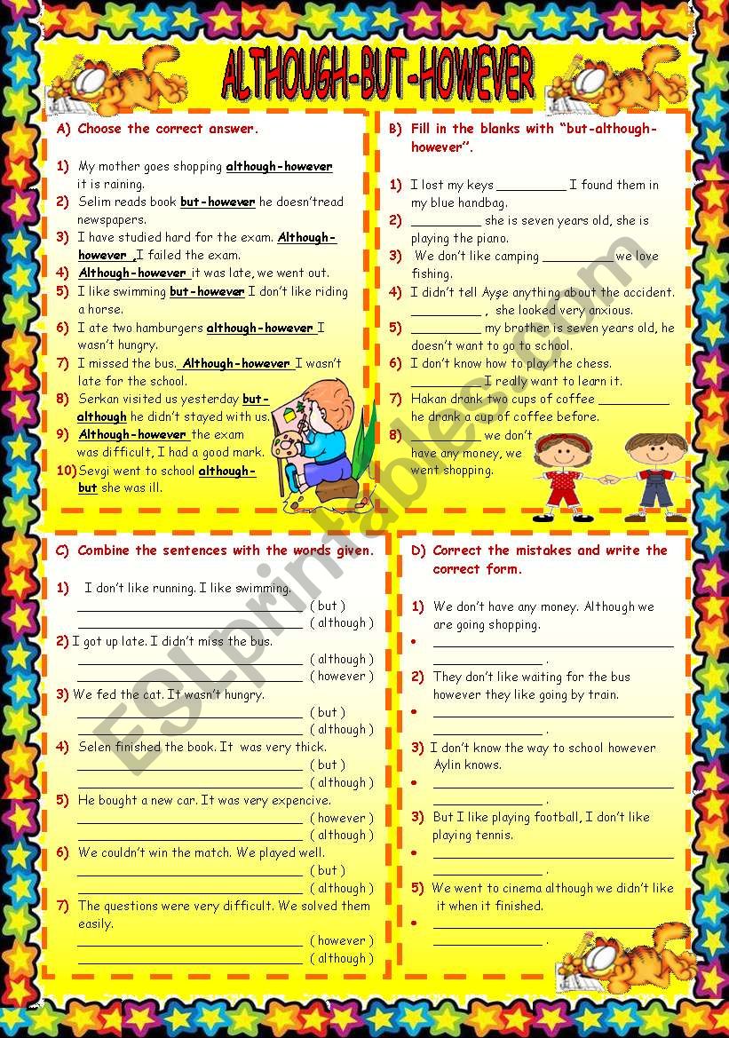 although-but-however-esl-worksheet-by-lady-gargara