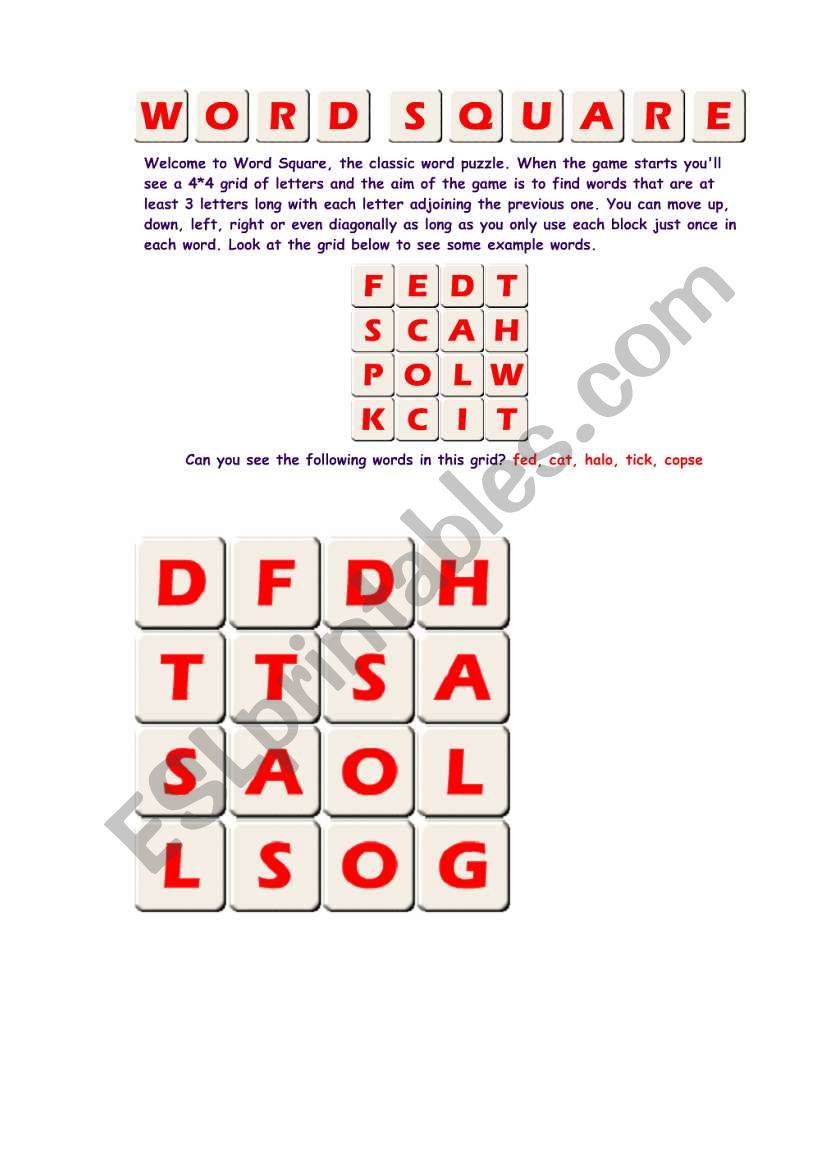 Puzzle worksheet