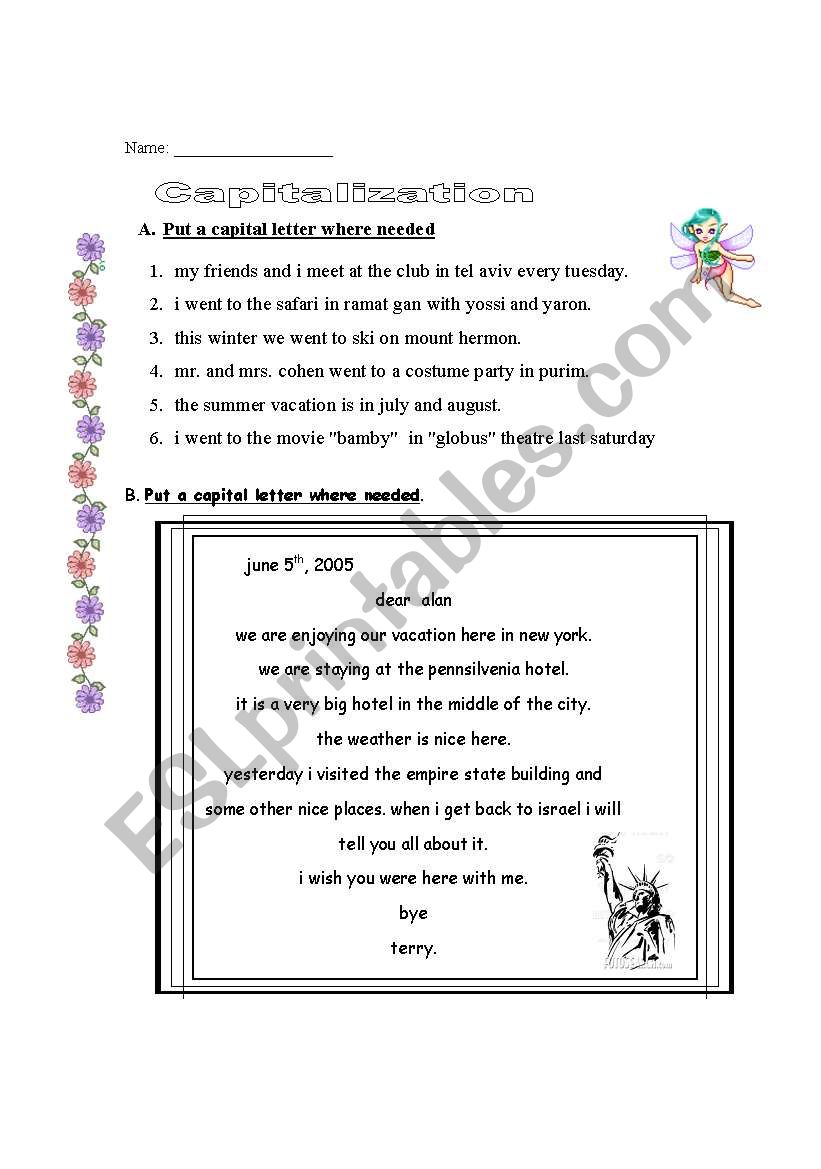 Capitalization worksheet