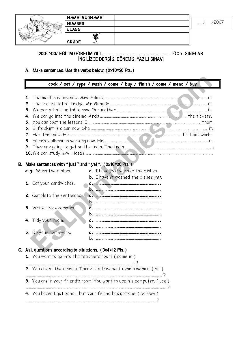 exam about s.past and present perfect tense