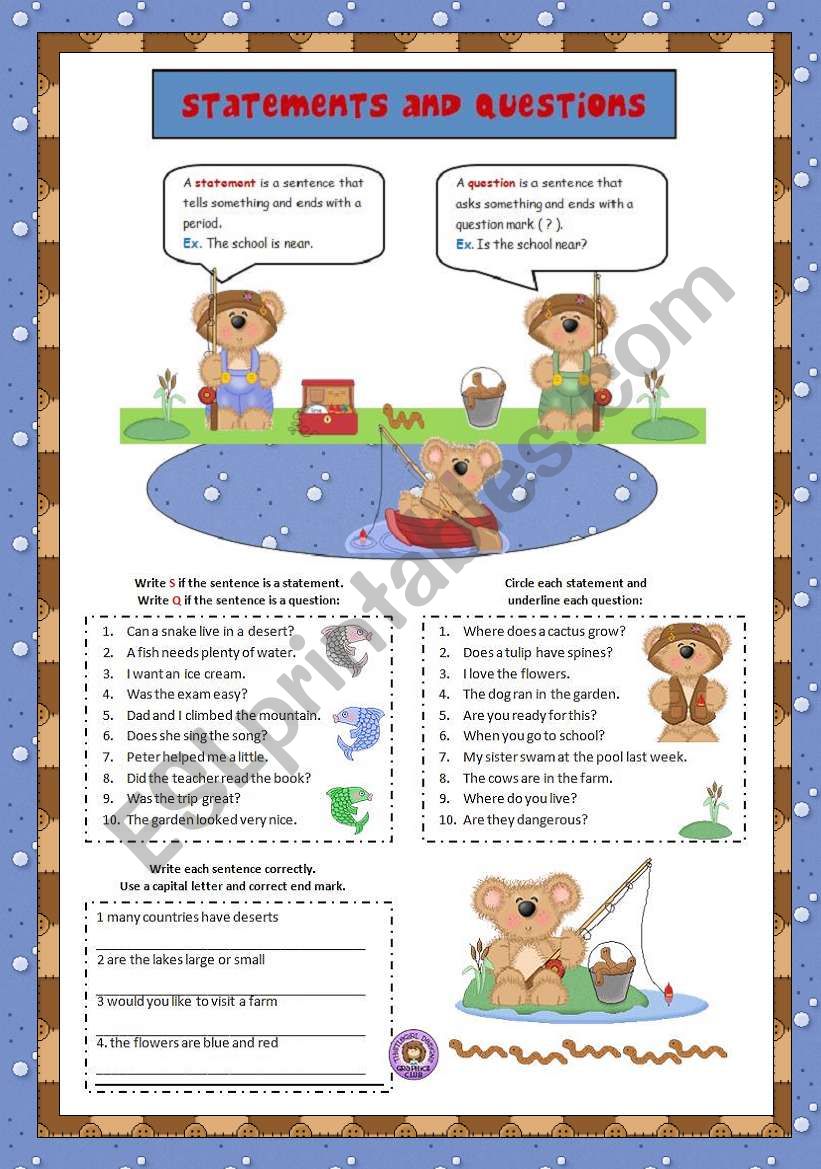 Statements and Questions worksheet