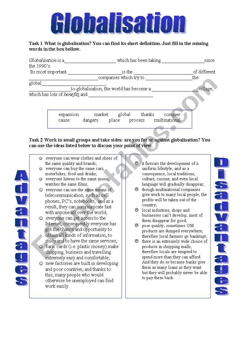 Globalisation worksheet