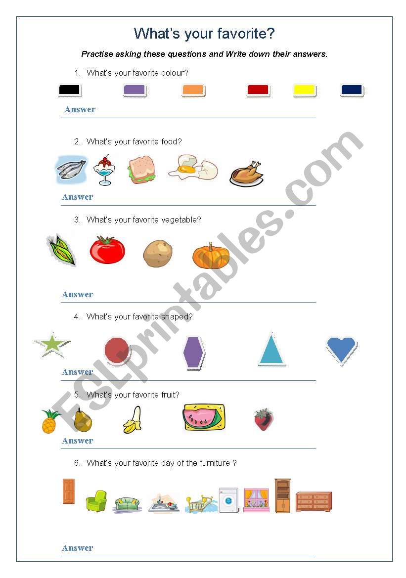 what is your? worksheet