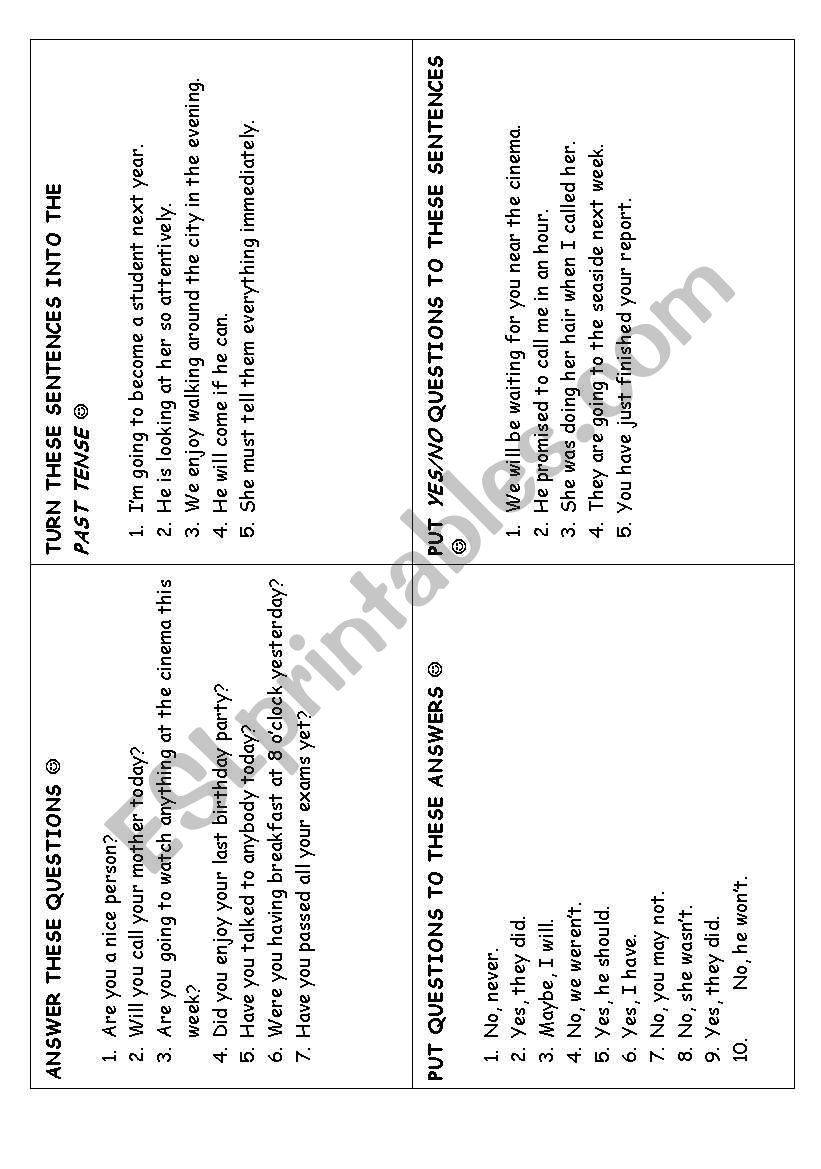 Various Skills worksheet