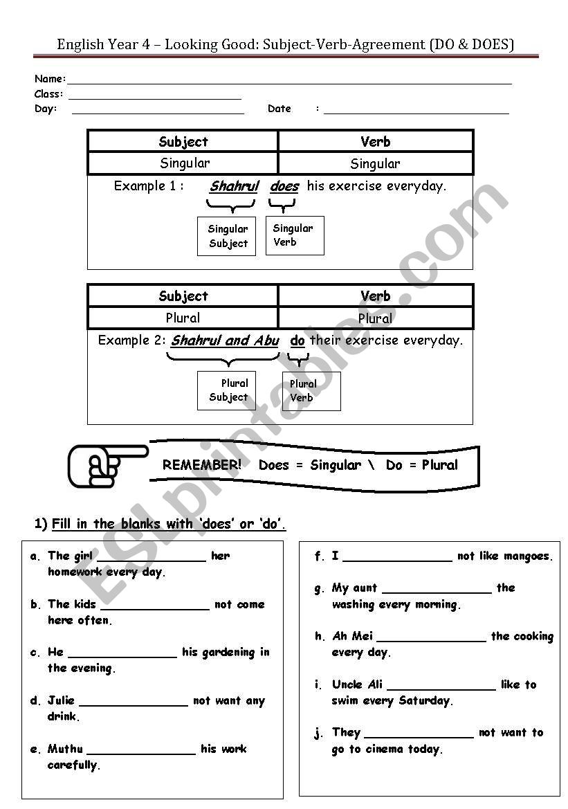 English-Subject Verb Agreement (DO&DOES)