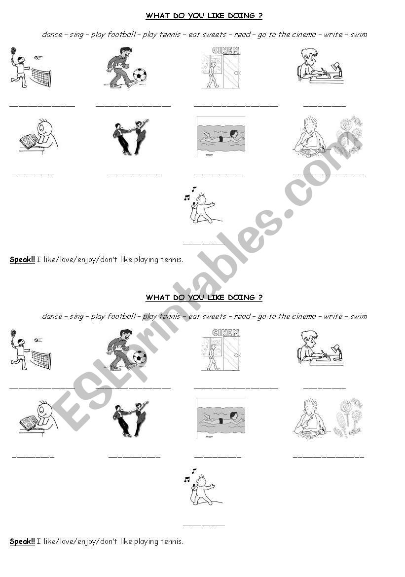 WHAT DO YOU LIKE DOING? worksheet