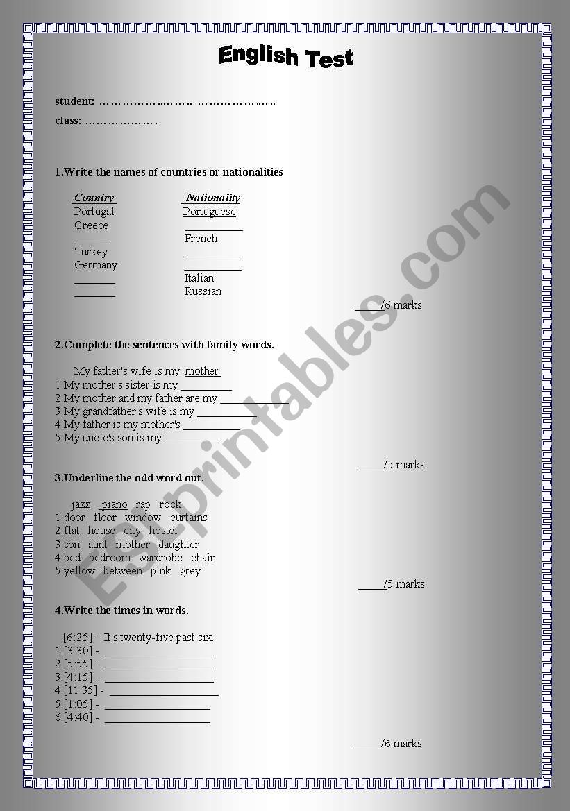 English Test (reuploaded) worksheet