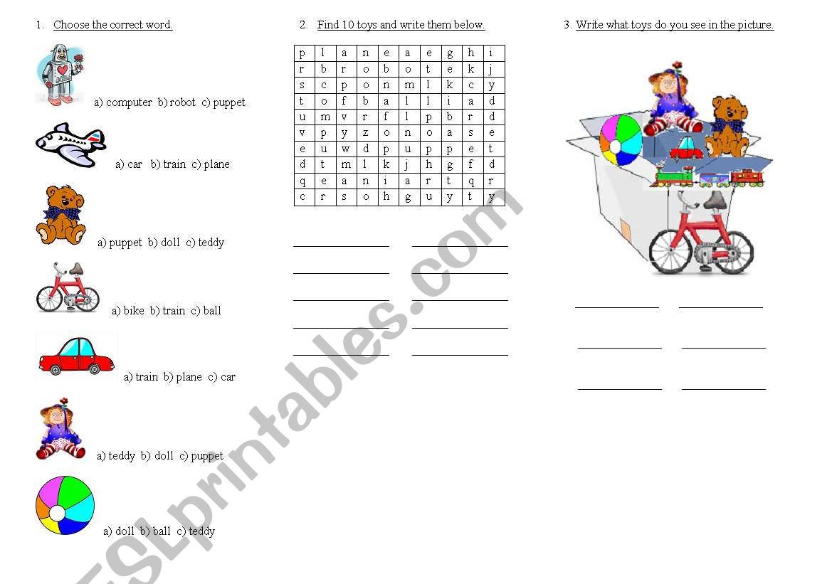 TOYS worksheet