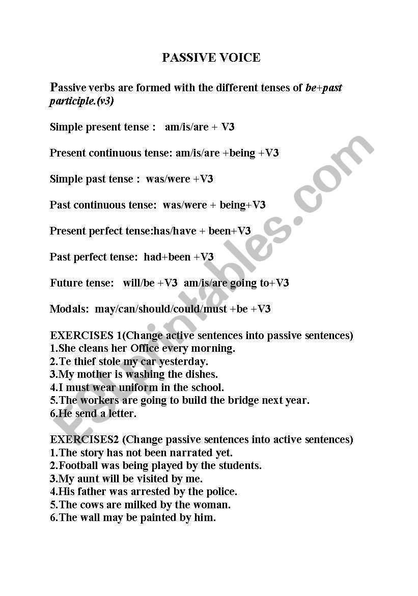 passive voice worksheet