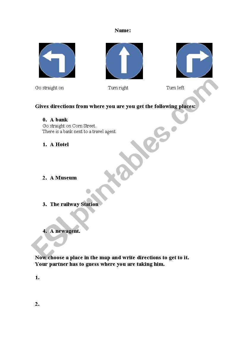 Giving directions  worksheet