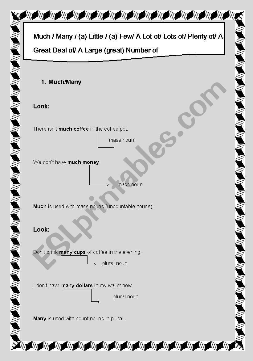 Grammar - Quantifiers worksheet