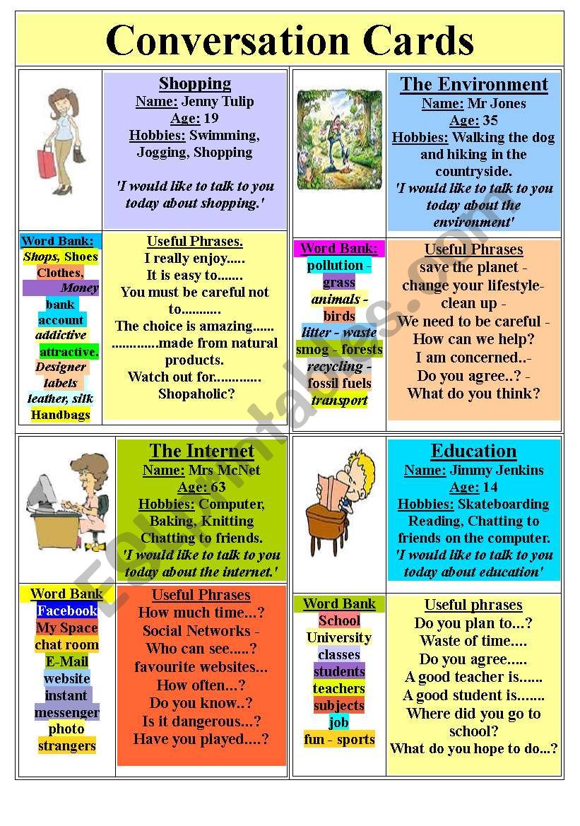 conversation cards worksheet