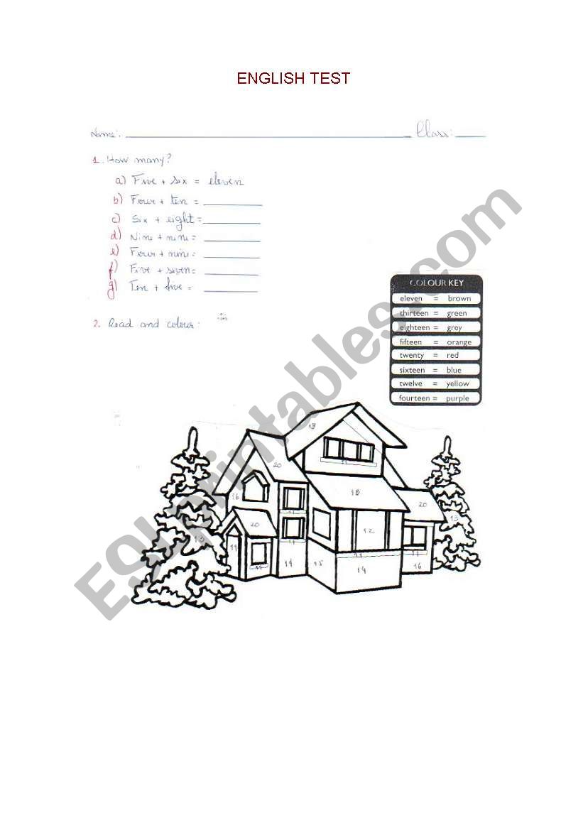 English test 14 worksheet