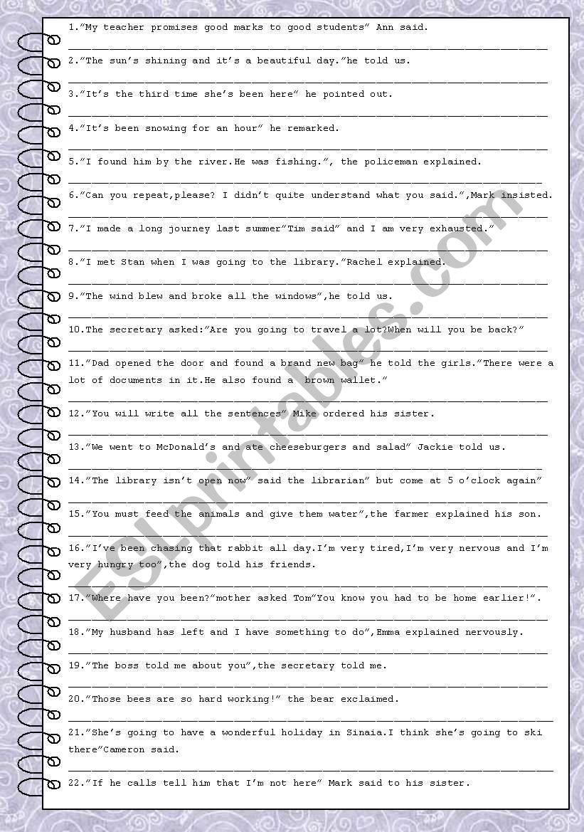 Indirect Speech 2 worksheet