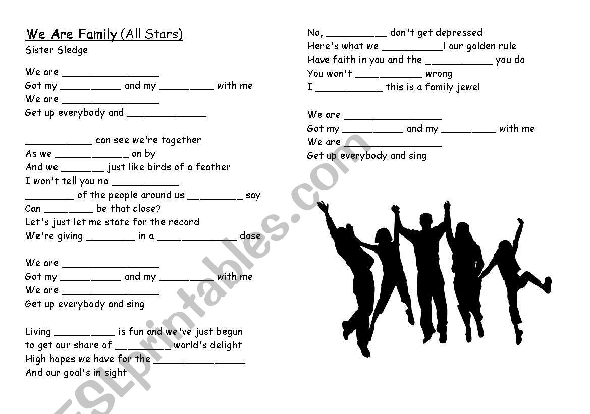 Song: We are family worksheet