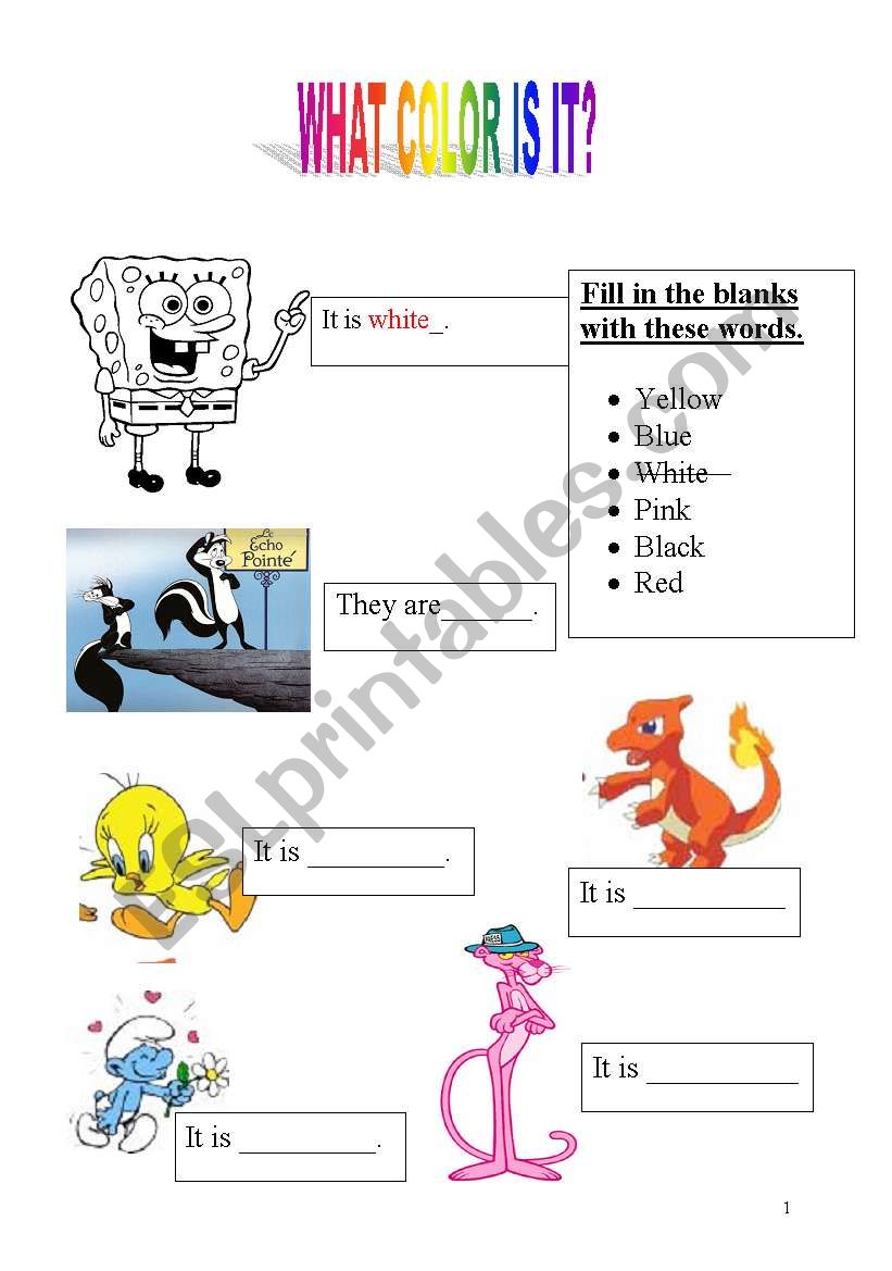 what colur is it? worksheet