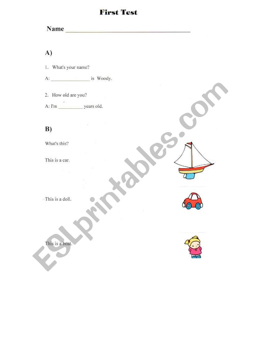 first test worksheet