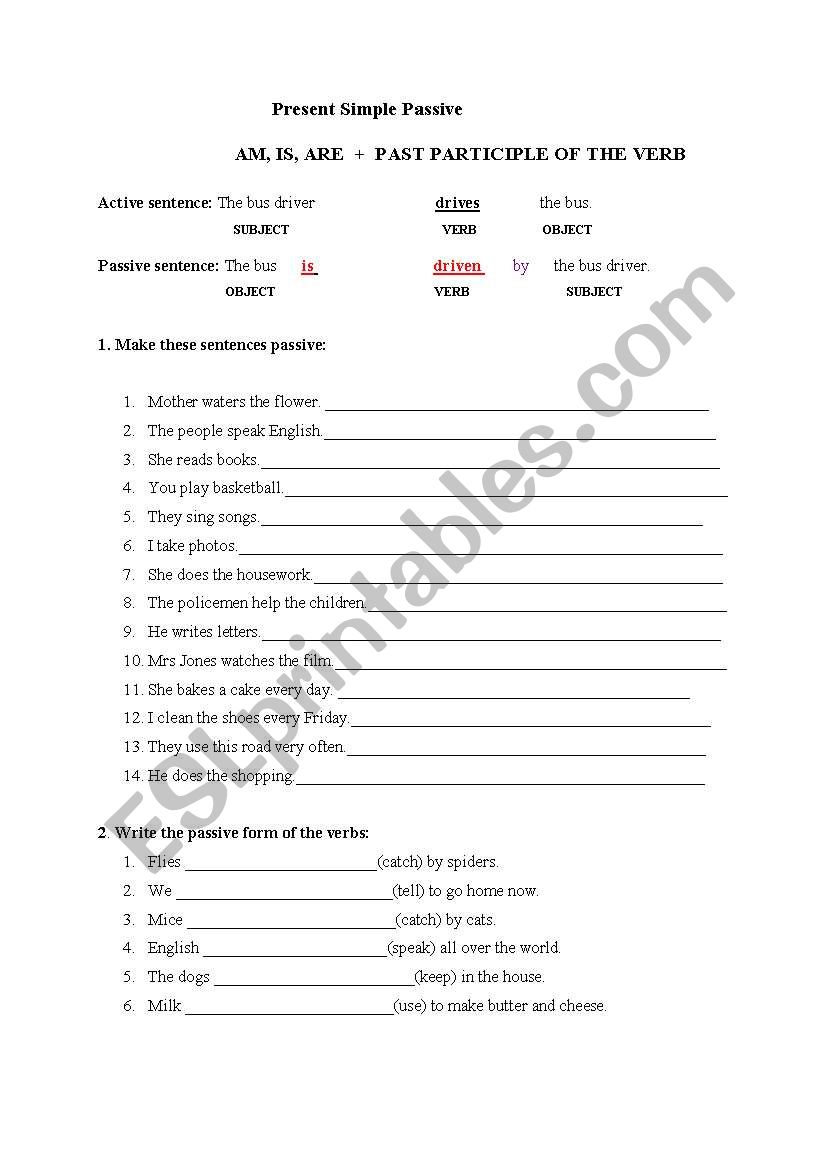 Passive-Present Simple worksheet