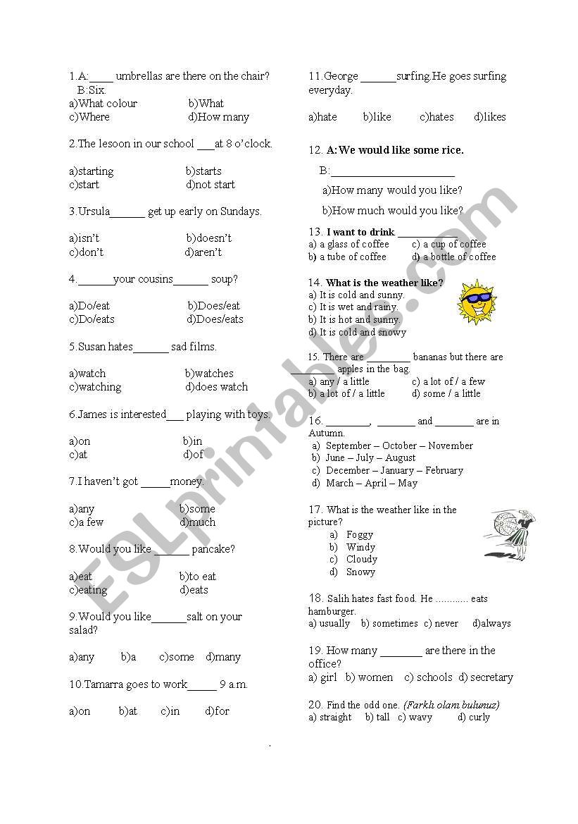 test for young learners worksheet